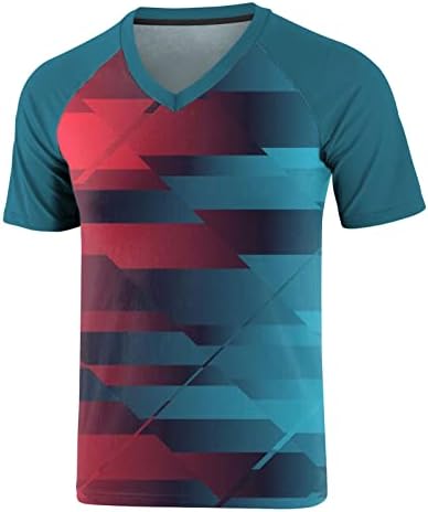 Zddo Mens V вратот маици Краток ракав летен градиент лепенка улица лента за печатење спортски маица обични маички врвови на