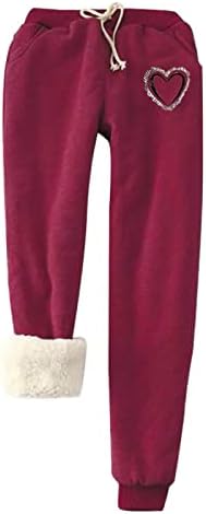 Oplxuo топли џемпери женски тинејџерски девојки Божиќно печатење нејасно руно наредени зимски активни панталони за џогер со џебови