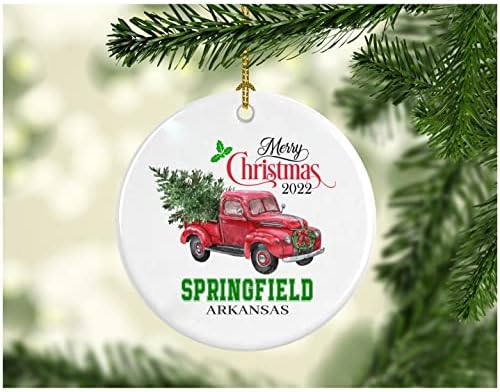 Божиќна декорација дрво Среќен Божиќ 2022 година Спрингфилд Арканзас Орнамент Смешен подарок Божиќ празник како семејство прилично