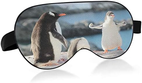 Симпатични пингвини дишат маски за спиење на очи, ладно чувство за спиење на очите за летен одмор, еластично контурирано слепило за жени и мажи кои патуваат
