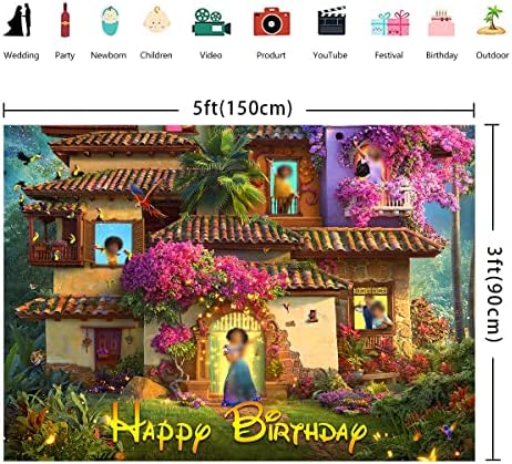 Девојче роденденска забава позадина цвет магичен замок Казита замок позадина 5x3ft Детска цртана филмска постер забава за торта табела декорација на табела, 5x3ft