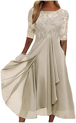 Мајка на невестата фустани за свадбени половина ракави со висока ниска чипка апликација за шифон за вратот формален вечерен
