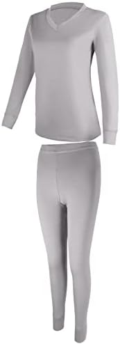 Асалиа термичка долна облека за жени руно наредени со основен слој пижама постави ладно време ， Поставете ултра тркалезна јака и V-вратот