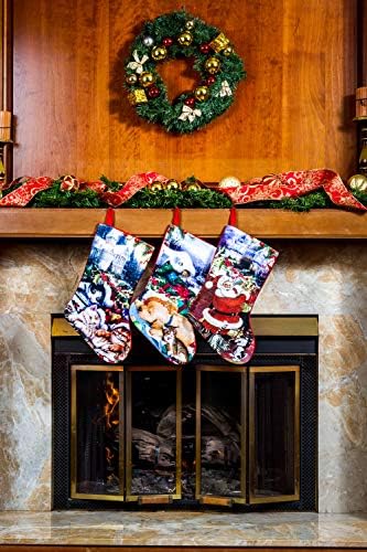 Империјал дома Божиќни чорапи, симпатична декор за одмор, држач за играчки на Дедо Мраз, Дедо Мраз, порибување на кученца и маче, украси за Божиќни забави, камин што ?
