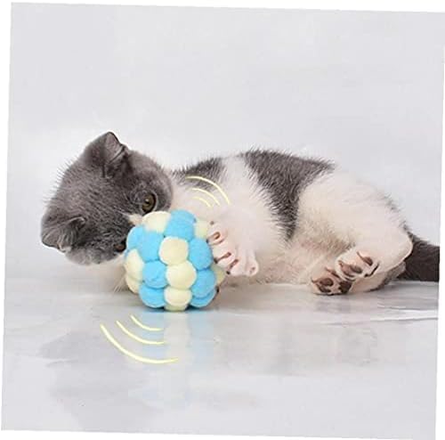 Froyny Cat Pompoms топки 3 парчиња шарени миленичиња кадифен жив топка со bellвонче миленичиња интерактивни играчки за играње џвакање гребење