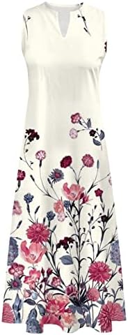 Плус големина макси фустан за женски летен случај на цвеќиња со цвеќиња од боемски шпагети каиш цветна долга макси фустан со џебови