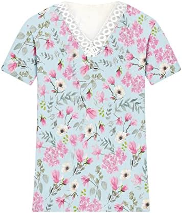 Долга облека со кратки ракави за жени длабоки V вратот чипка спандекс цветна печатена облека облека за џемпери Дами 2023