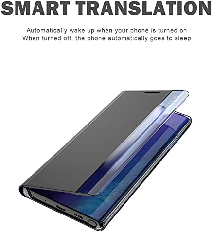 XYX Флип Случај За Samsung A42 5G, Луксузни Тенок Поглед Прозорец Кожа Телефон Случај Заштитен Капак За Galaxy A42 5G, Црна