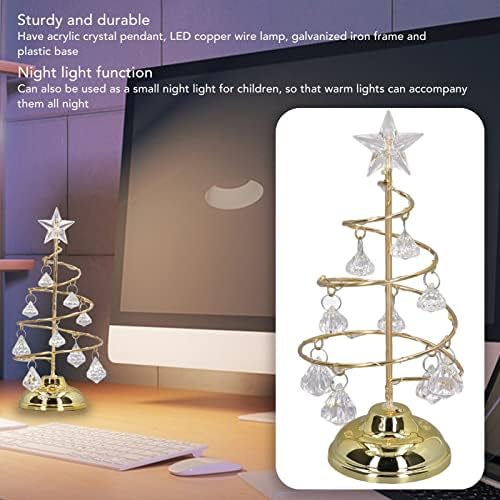 LED кристално новогодишно дрво, божиќно позлатено железо дрво LED осветлена кристална елка Кристална маса украс ноќна светлина, предводена елка за елка, мало кристал?