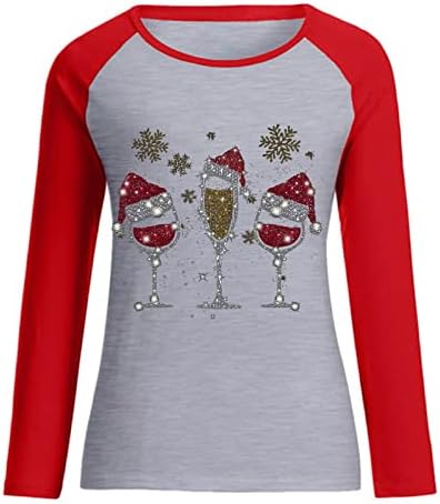 Грдите Божиќни џемпери за жени мода 2023 година Нова Година екипаж со долги ракави џемпери за џемпери за вино со широки блузи