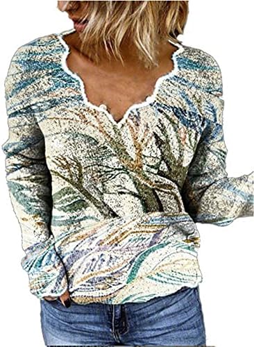 Женски врвови за џемпери врвови класично вклопување во боја, печатење на резервоарот за тенок фит
