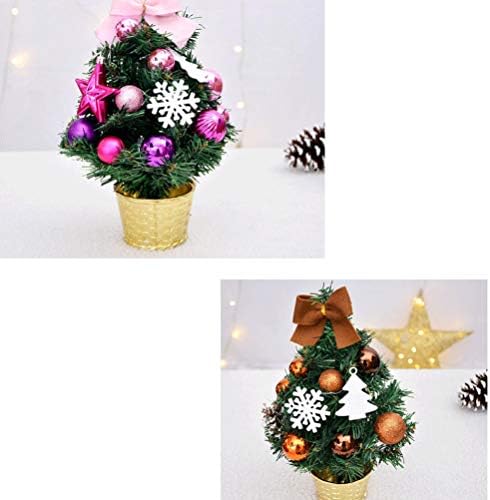 Nuobesty 30cm вештачка мини новогодишна елка со декор лак база минијатурна таблета Божиќ за празнична забава десктоп украс