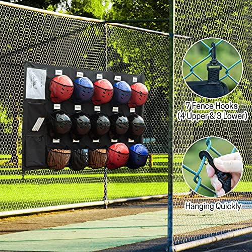Висман виси торба со шлем за организатор на бејзбол мекобол за 15 играчи шлемови на ракавици топки организираат складирање