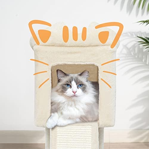 Hawsaiy 24 инчи Мала кула за мачки за мачки за мебел за мачиња во затворен простор, кондо со гребење на подлогата за сисали и 2 платформа