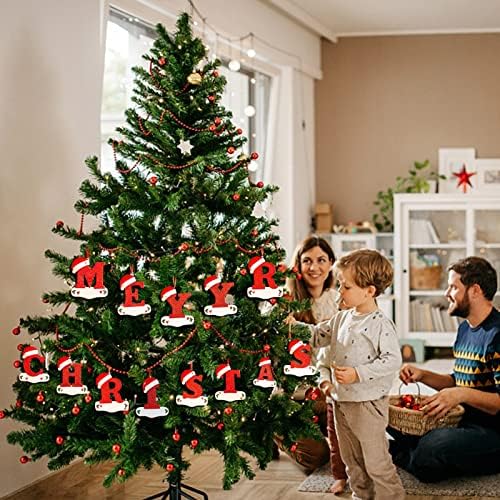 Божиќ висички украс сет 3 парчиња првични 26 букви Декор на дрво Дрво персонализиран DIY Име ознаки виси Божиќни декорации холиди украси