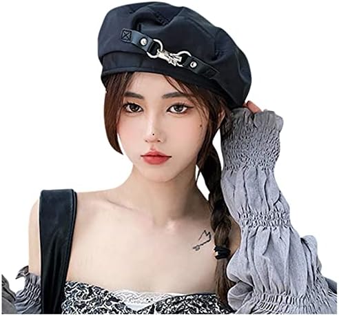 Ssdxy faux кожа берет капа за жени уметник со француски стил зимска топла бена-капа мода цврста боја на сите меча беретки