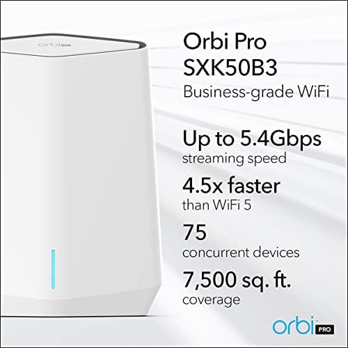Netgear Orbi Pro WiFi 6 Tri-band Sysh System, Router + 2 Satellite Extenders за бизнис или дома, VLAN, QoS, покриеност до 7.500