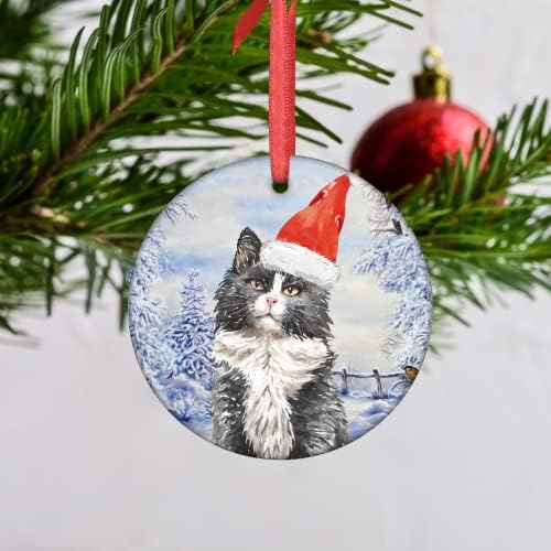 Gomblessign норвешки шумски мачки украс мачки Божиќни украси 2021 Декорации за новогодишна елка Дедо Мраз Божиќни украси за мачки 3 инчи