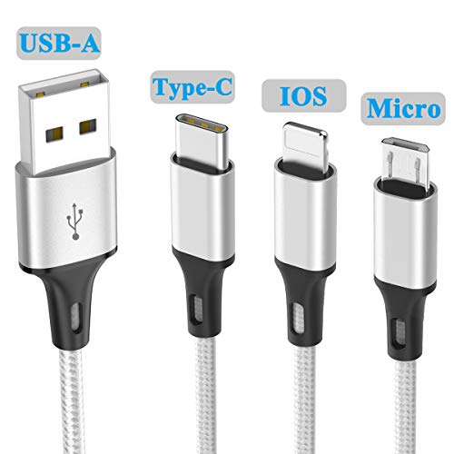 Само кабел за повеќе полнење со повеќе USB полнач алуминиум најлон 3 во 1 Универзален повеќекратен кабел за полнење со конектори