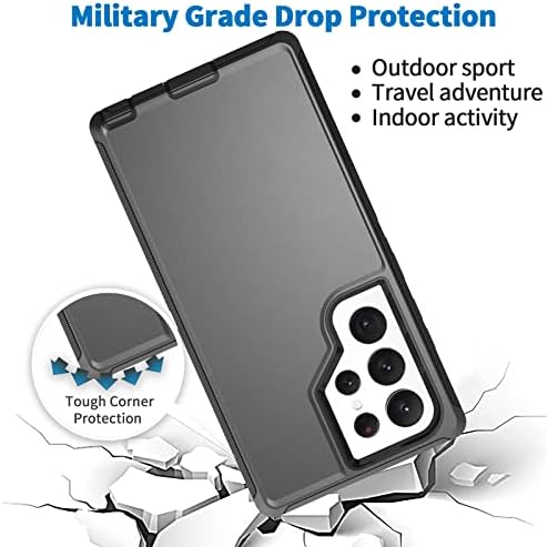 Случај За Бранител на бисбкрар За Samsung Galaxy S23 Ultra 5G, [Воено Одделение] 3 во 1 Отпорен На Удари Солиден Заштитен, Тежок Капак На Телефонот На Браникот