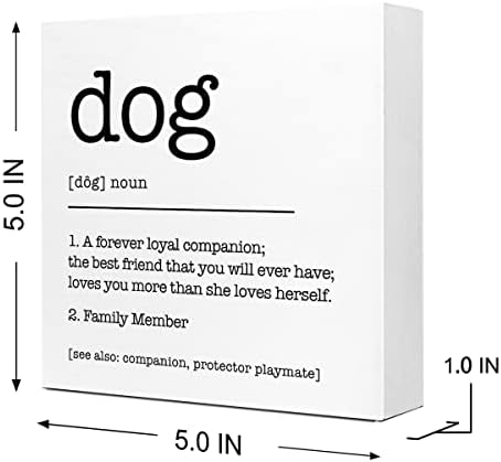 Именка за кучиња дефиниција дрвена знак биро декор, смешно кучиња дрво блок знак биро за украси за кучиња дома дома спална соба