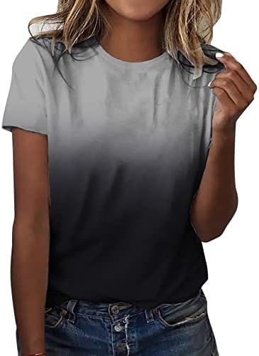 Adpanенски жени дневно лето печатење o врат резервоарот врвови со кратки ракави кошули за вежбање случајно лабава долга кошула со кратки ракави со кратки ракави