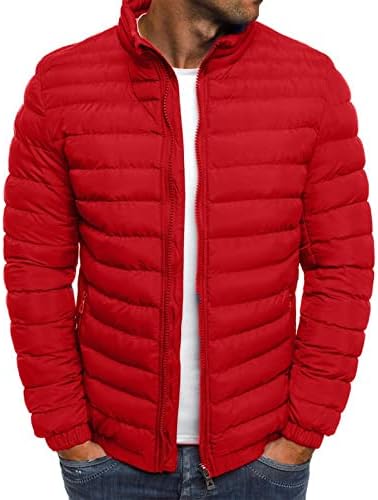 Машки палто, плус големина со долги ракави со долги ракави мажи кои се трендираат активен зимски високо вратот на вратот нагоре се вклопуваат цврста боја