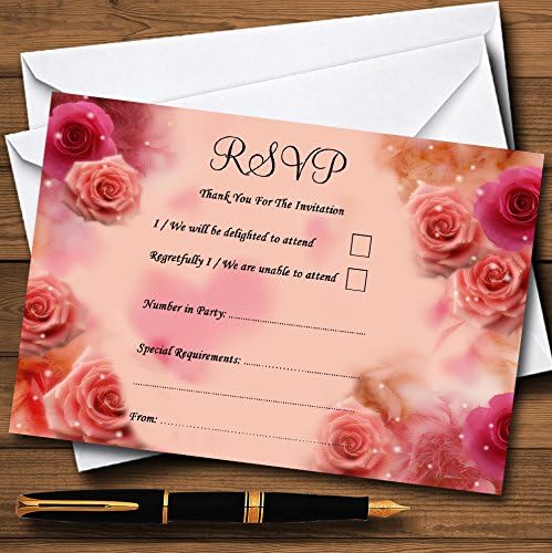Праска И Розова Цвеќе Зачудувачки Персонализирани RSVP Картички