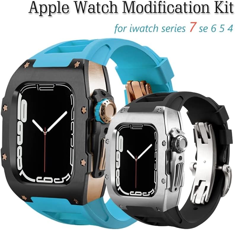 Екинс 44 45мм Комплет За Луксузна Модификација Комплет За Apple Watch Серија 8 7 Силиконски Бенд Метален Случај за iWatch se
