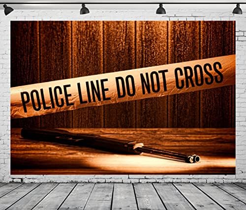 Белеко 20x10ft ткаенина гроздобер кафеава дрвена wallидна криминал сцена Полициска линија не ја вкрстувајте позадината на криминалот