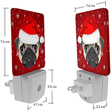 Прекрасно куче со Божиќна капа предводена ноќна светлина, детски ноќни светла за приклучок за спална соба во wallидна ноќна