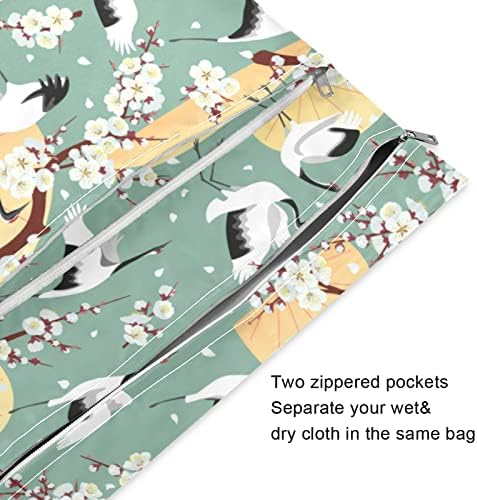 ZZXXB Кран Цвеќиња водоотпорна влажна торба за еднократна употреба крпа, влажна сува торба со патент џеб за патнички плажа базен