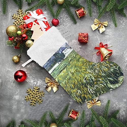 Полето со пченица на Пимилагу Ван Гог со Божиќни чорапи на Белата куќа 1 Пакет 17,7 “, виси чорапи за Божиќна декорација