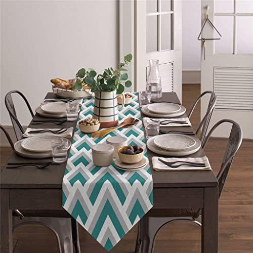 Jahh Geomety сина сива и сина маса тркачка кујна за трпезариска трпезарија декор за свадбени табели со табели и пласмани
