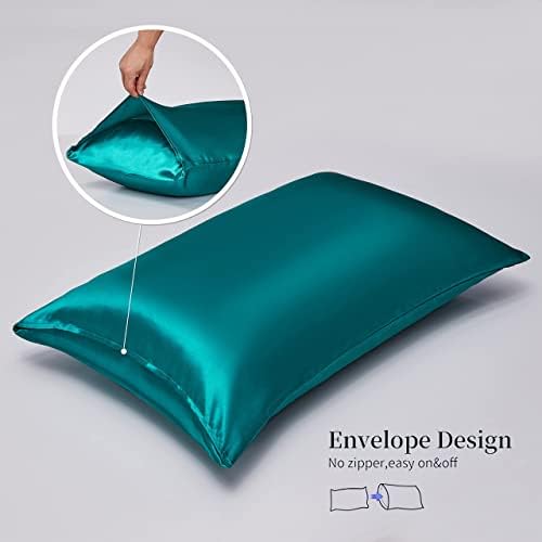 Miruxia сатенски перници за коса и кожа, воздушни и свиленкаста перница случаи со затворање на пликови - 2 -пакет, Teal, 20x30