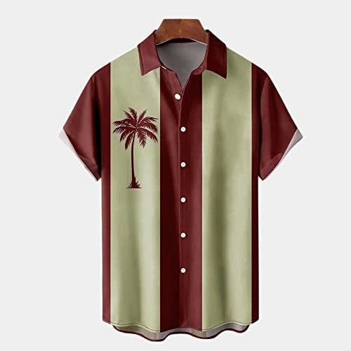 Графички маички кошули модно машко копче за лежење Хаваи, шарена печатена плажа со кратки ракави со кратки ракави со кратки