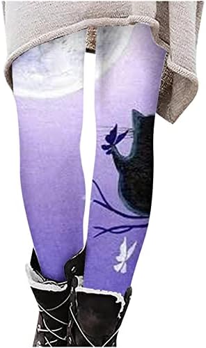 Женски графички истегнати хеланки мачки пеперутка печати висока половината Премиум џогер патека, панталони, топла панталона