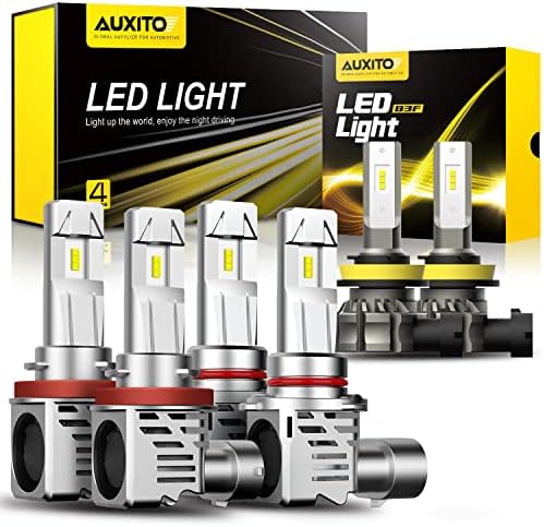 AUXITO 9005 H11 LED Светилки &засилувач; H11 LED Светилки За Магла Комбо Комплет, 300% Осветленост, Мини Големина, Халоген Надградба