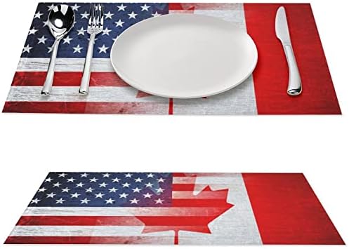 Гроздобер САД и Канада знаме ПВЦ маса за маса што може да се пеат за подлога за табели за табели за трпезариска маса за трпезариска