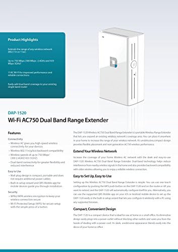 D-Link Wi-Fi AC750 Двојно опсег на опсег на опсег