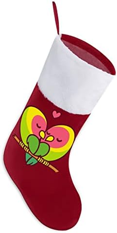 Симпатични папагали со срцеви Божиќни празници за срце за домашни украси за Божиќно дрво камин што виси чорапи