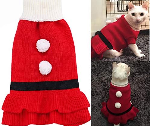 Бумбоун Мачка Божиќ Црвен Џемпер Фустан, Куче Зимска Облека За Мали Кучиња Девојка