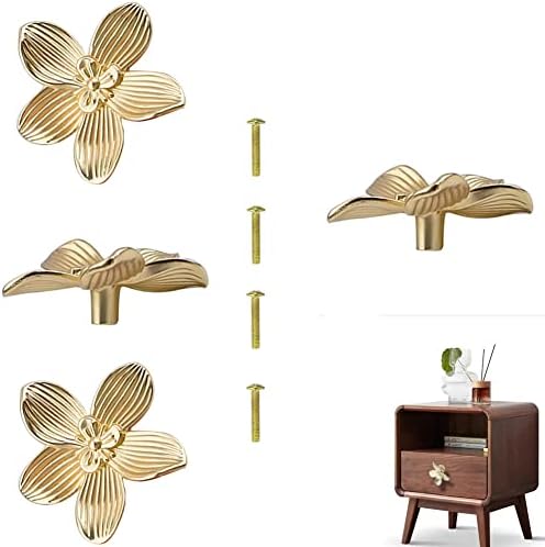 Копчиња за фиоки за златни цвеќиња креативни ливчиња за кујнски кујнски копчиња за фустани копчиња за мебел фиока за влечење