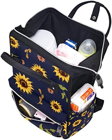 Масло сликарство сончогледи цвеќиња темна боја позадина торба за пелена ранец бебе бебето менување торби со повеќе функции торба