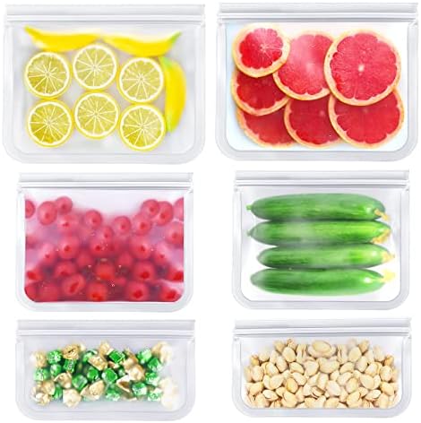 Кеси за складирање Храна за повеќекратна употреба, 6 Пакети Кеси За Замрзнување За Еднократна Употреба Без БПА, Сендвич Кеси