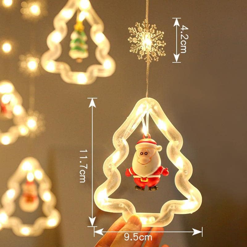 Божиќни светла 125 LED светла 9.84ft Долги Божиќни украси Светла со светкави меурчиња 10 симпатични светла за новогодишни елки