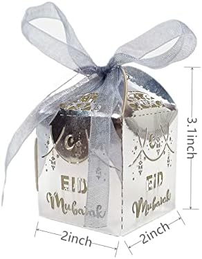 Кими 30 парчиња Кутии За Бонбони Еид Мубарак,Сребрена Боја Муслиман Рамазан Добрите Кутии За Подароци За Бонбони За Ужина Шеќерно
