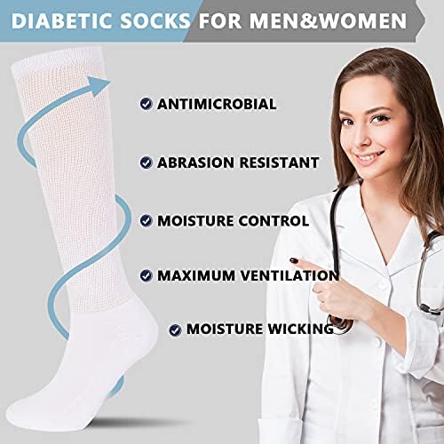 Athermo жени бамбус дијабетични чорапи 4 пара циркулаторно не-врзувачко колено високо фустанчето со дишење на дишење.