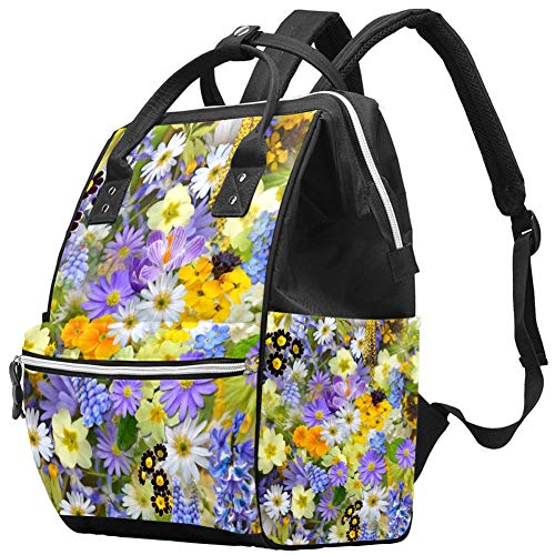 Лорви пролетни цвеќиња ранец од торба за пелени од пеперутка, ранец за патувања со голем капацитет мути-функција
