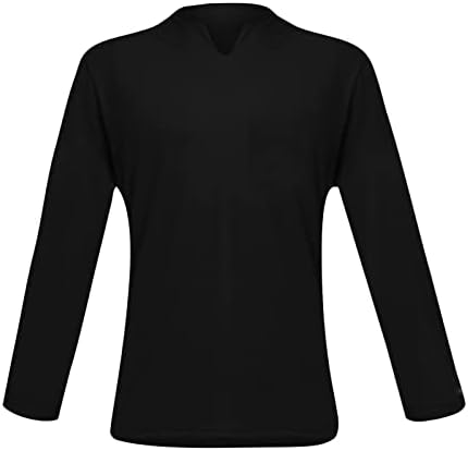 Тенок фит маици за мажи подароци случајна цврста боја V-вратот на џентлменски деловен бизнис со долг ракав маица